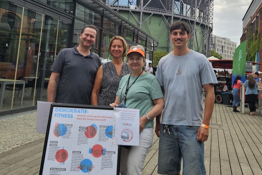 Das nexus-Team für die Demokratie-Fitness auf dem EUREF-Campus