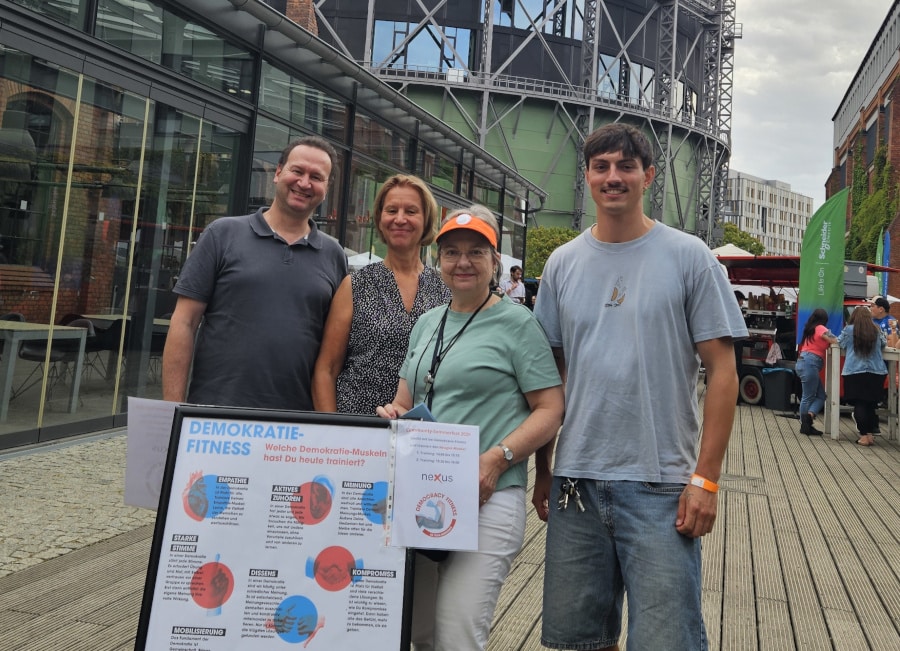 Das nexus-Team für die Demokratie-Fitness auf dem EUREF-Campus